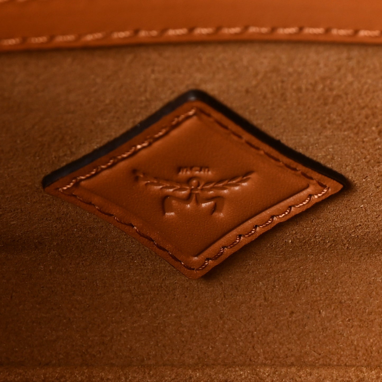 Visetos Crocodile Embossed Calfskin Small Diamond Tote Cognac