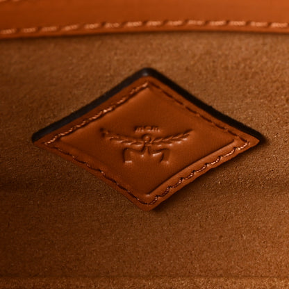 MCM Visetos Crocodile Embossed Calfskin Small Diamond Tote Cognac 5 of 8