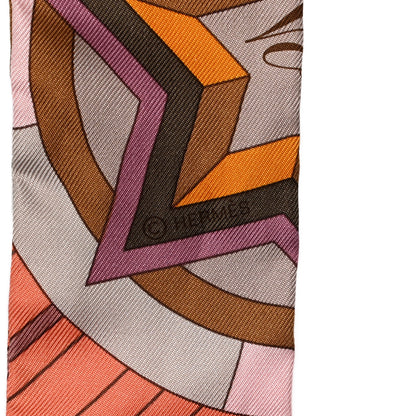 Hermes Silk La Rose Des Vents Twilly Camel Saumon Violine 4 of 4