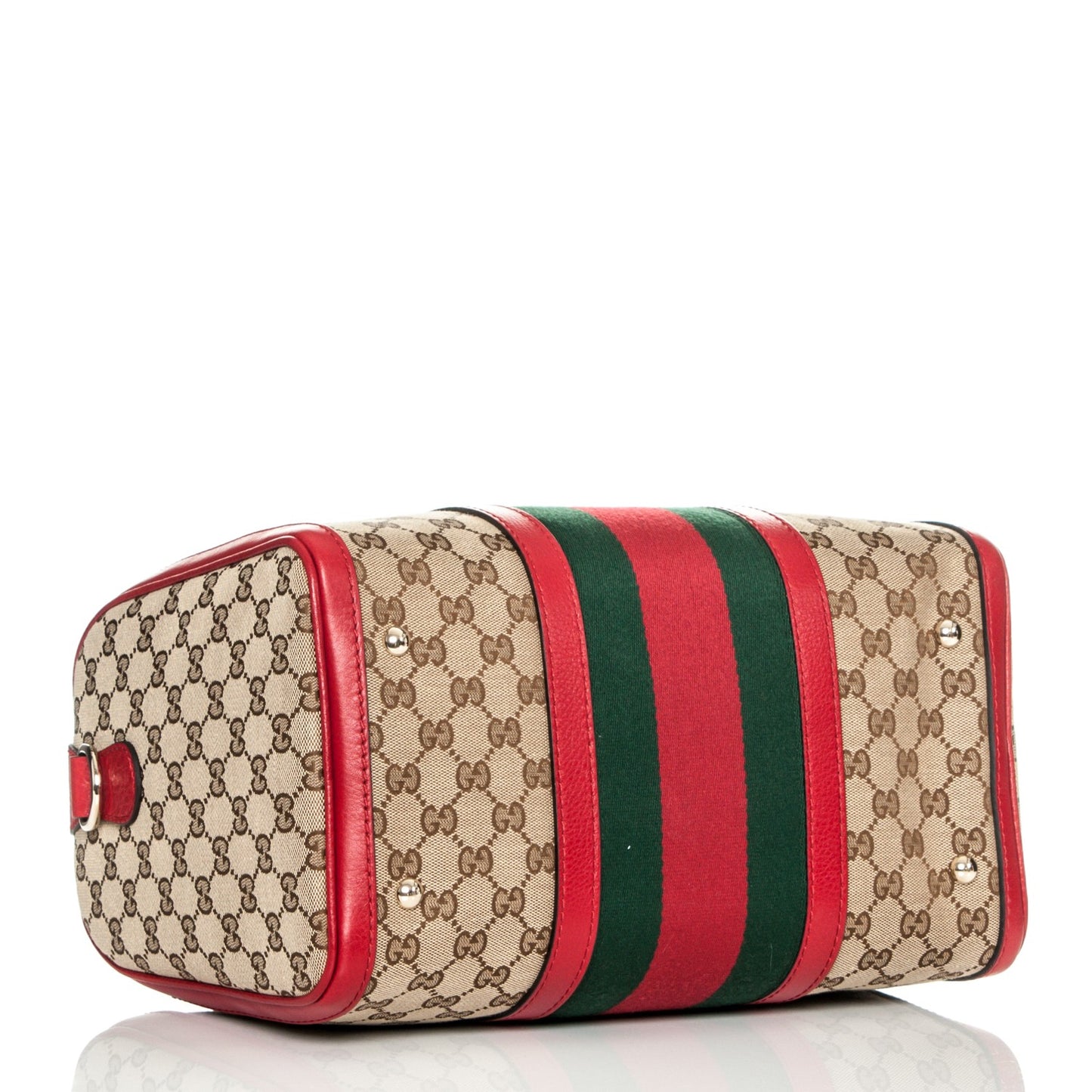 Monogram Vintage Web Medium Boston Hibiscus Red