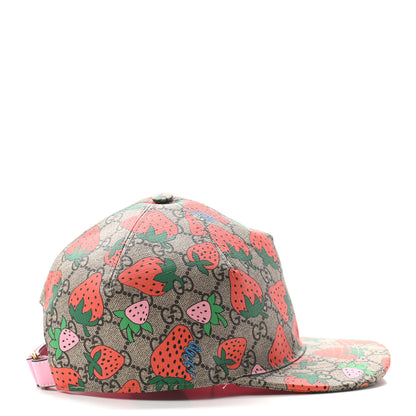 Gucci GG Supreme Monogram Strawberry Baseball Hat L Beige 3 of 8