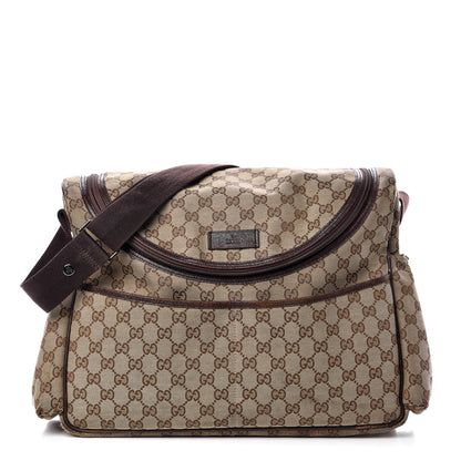 Gucci Monogram Natural Pigskin Large Diaper Bag Beige Ebony Cocoa Dark Chocolate 1 of 18