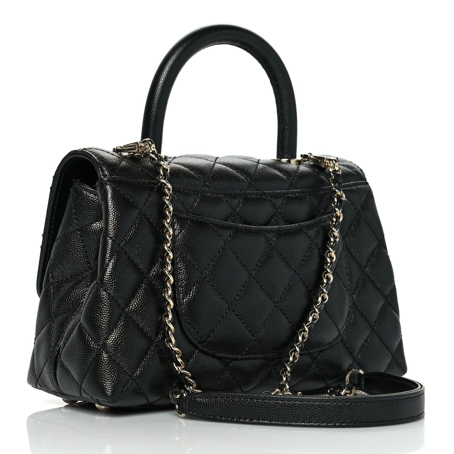 Caviar Quilted Mini Coco Handle Flap Black