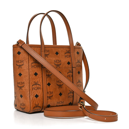 MCM Visetos Mini Toni Shopper Tote Cognac 3 of 14