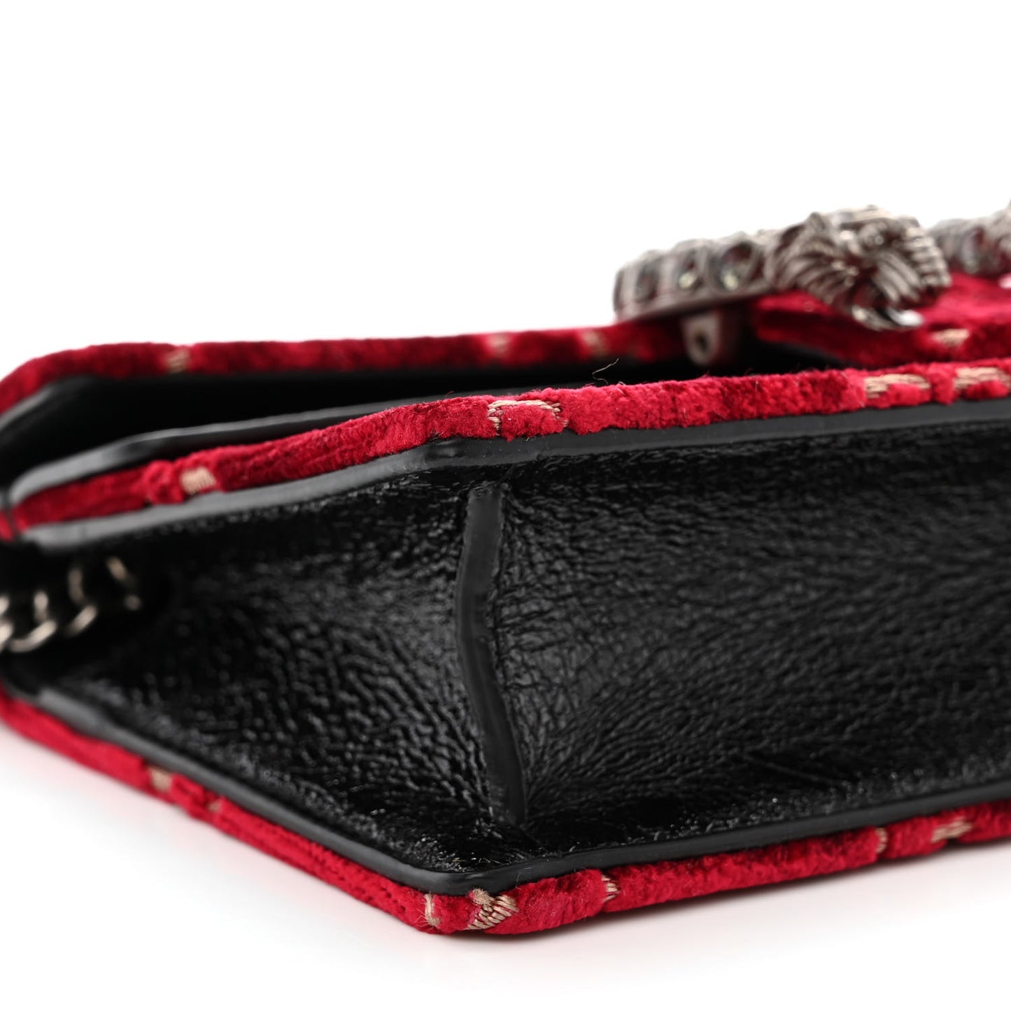 Velvet GG Monogram Super Mini Dionysus Shoulder Bag Red Cipria Black