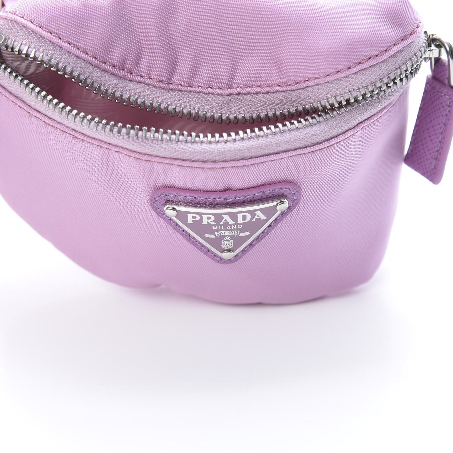 Tessuto Nylon Travel Saffiano Metal Triangle Logo Mini Arm Pouch Rosa