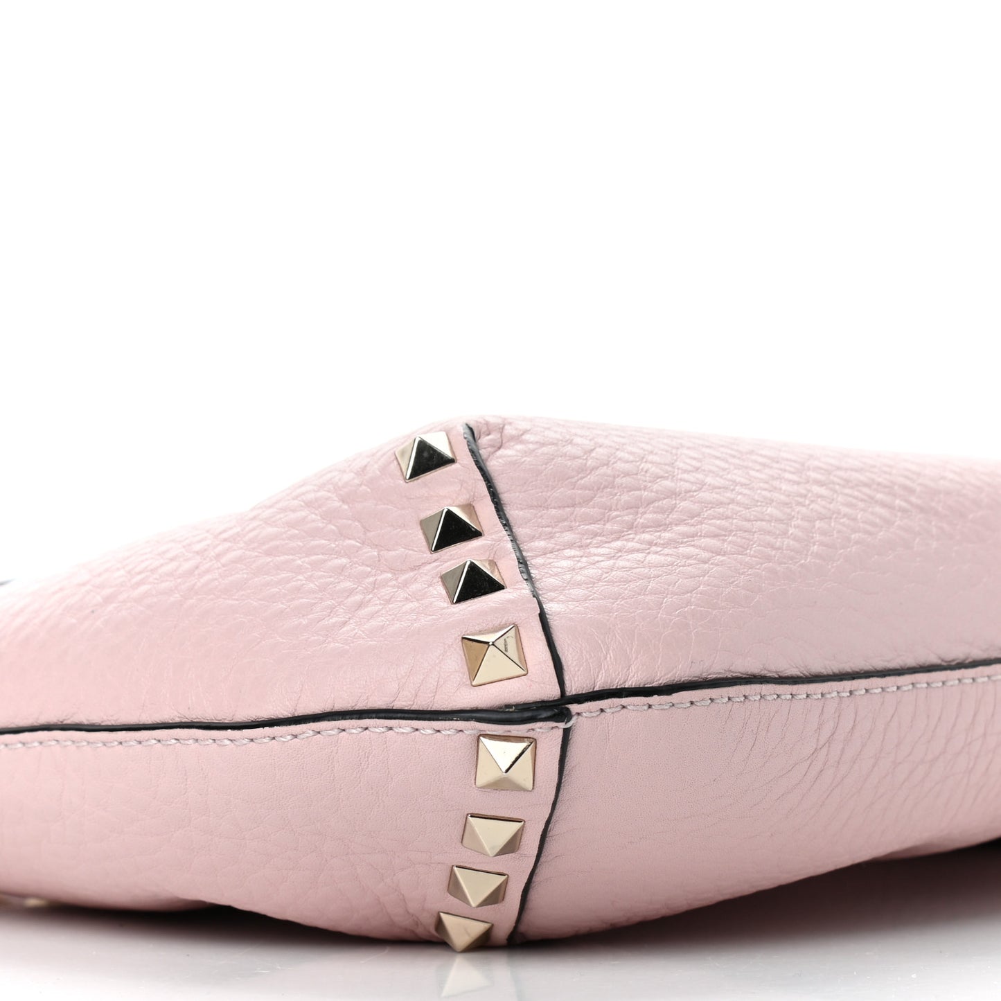 Pebbled Calfskin Small Rockstud Flip Lock Hobo Light Pink