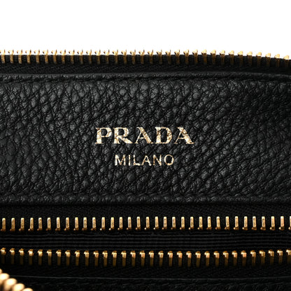Prada Vitello Daino Zippered Shoulder Bag Black 6 of 13