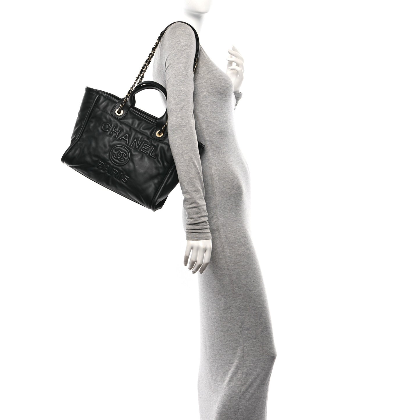 Calfskin Small Deauville Tote Black