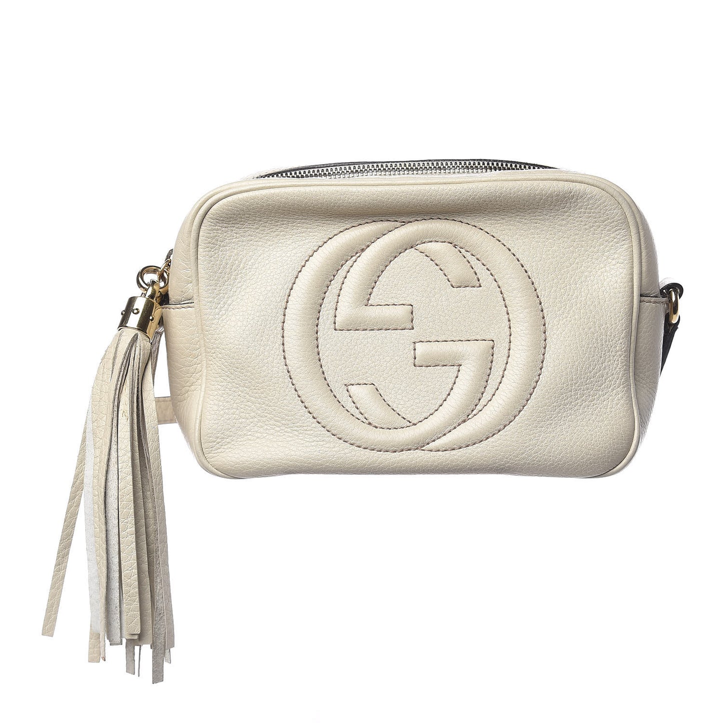 Pebbled Calfskin Small Soho Disco Bag Off White
