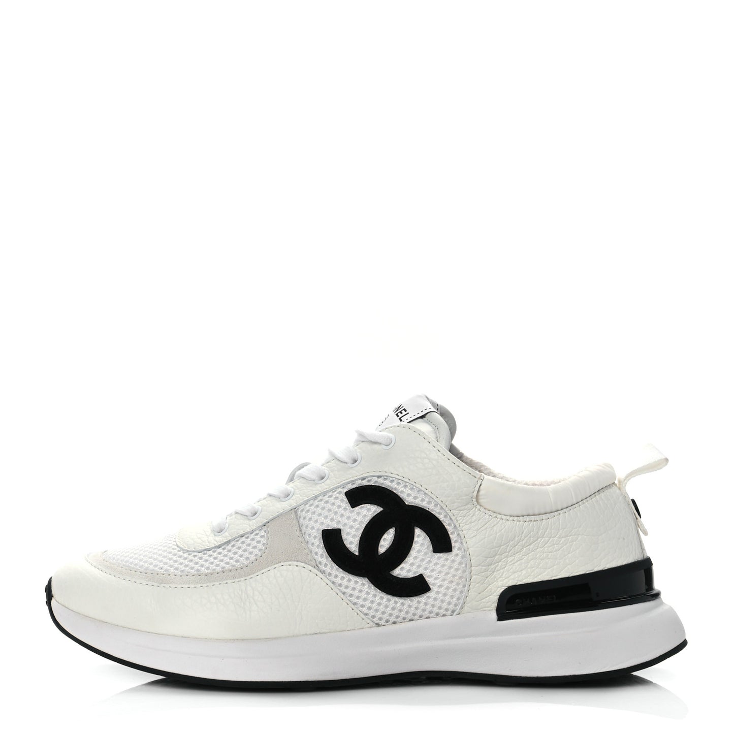 Calfskin Mesh Lycra Suede Womens Logo Sneakers 41 White