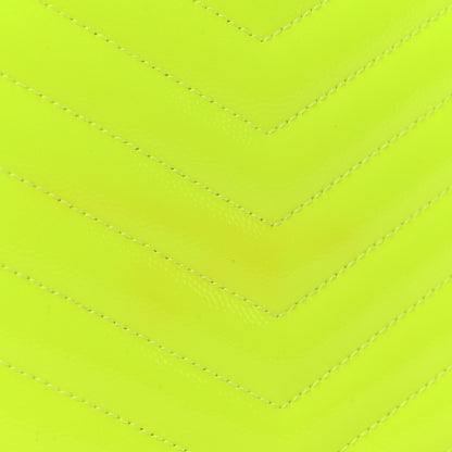 Saint Laurent Patent Grain De Poudre Matelasse Chevron Monogram Bill Pouch Neon Yellow 8 of 8