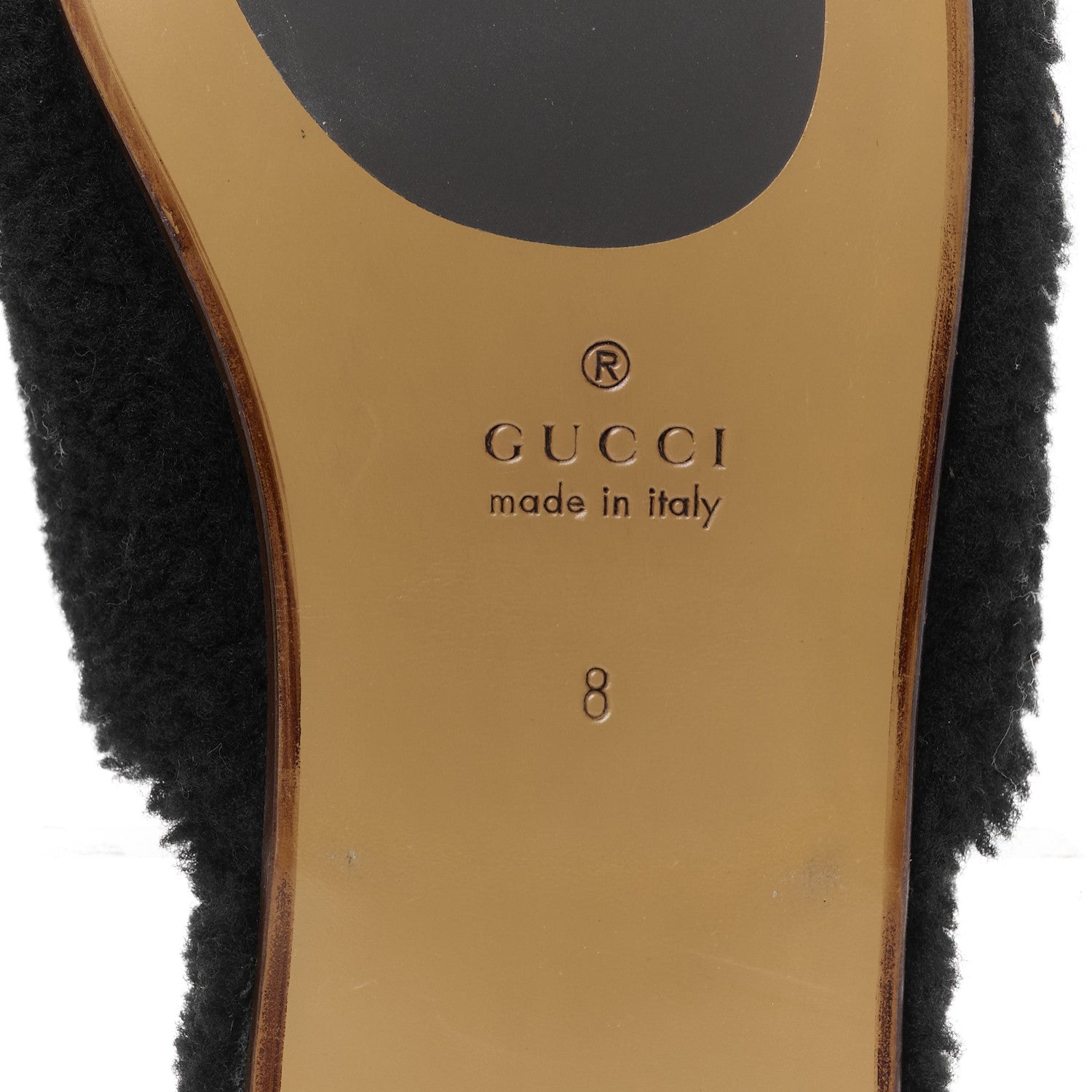 Gucci Shearling Interlocking G Mens Eileen Slippers 8 Black Butterscotch 8 of 9