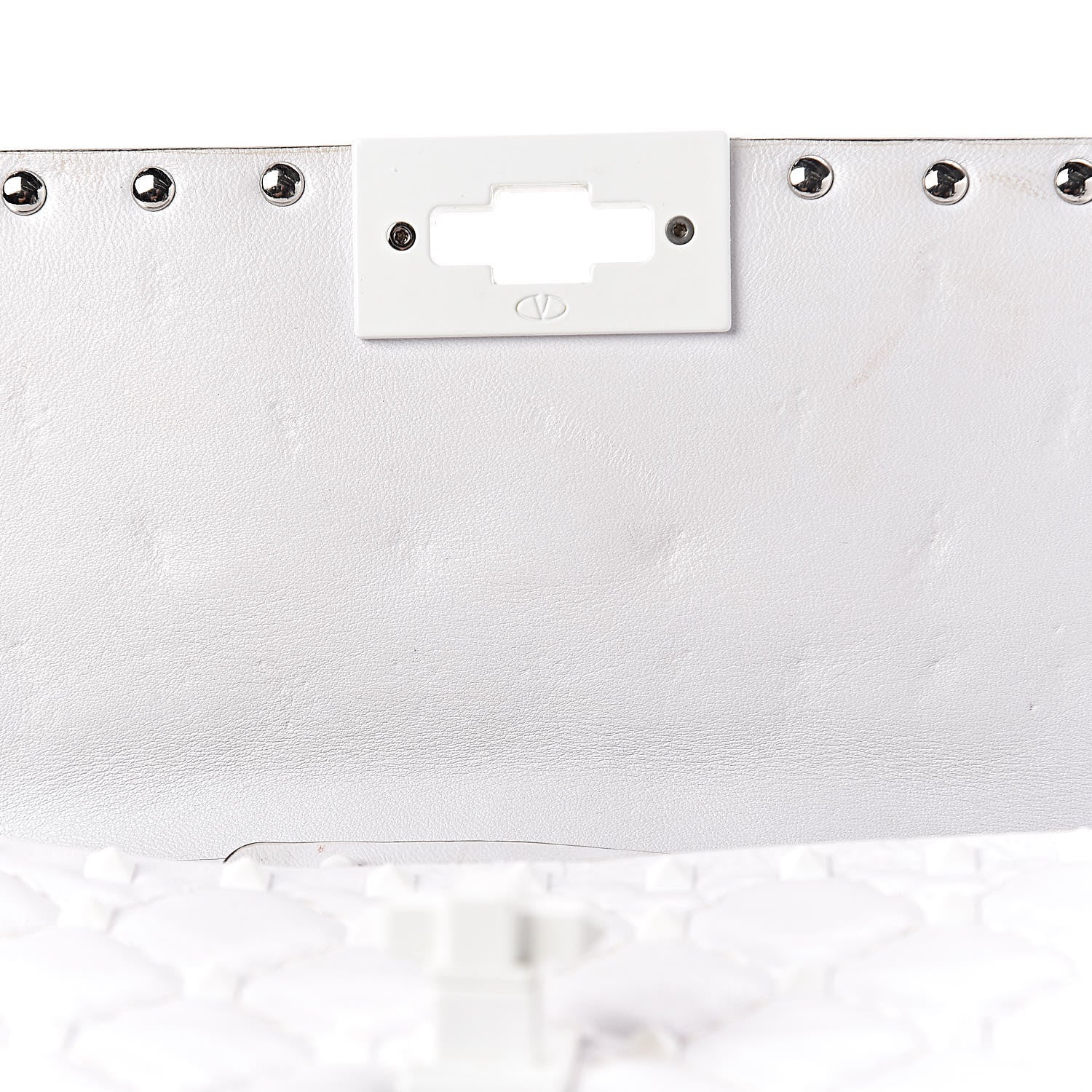 Valentino Garavani Lambskin Free Rockstud Spike Wallet on Chain Optic White 12 of 17