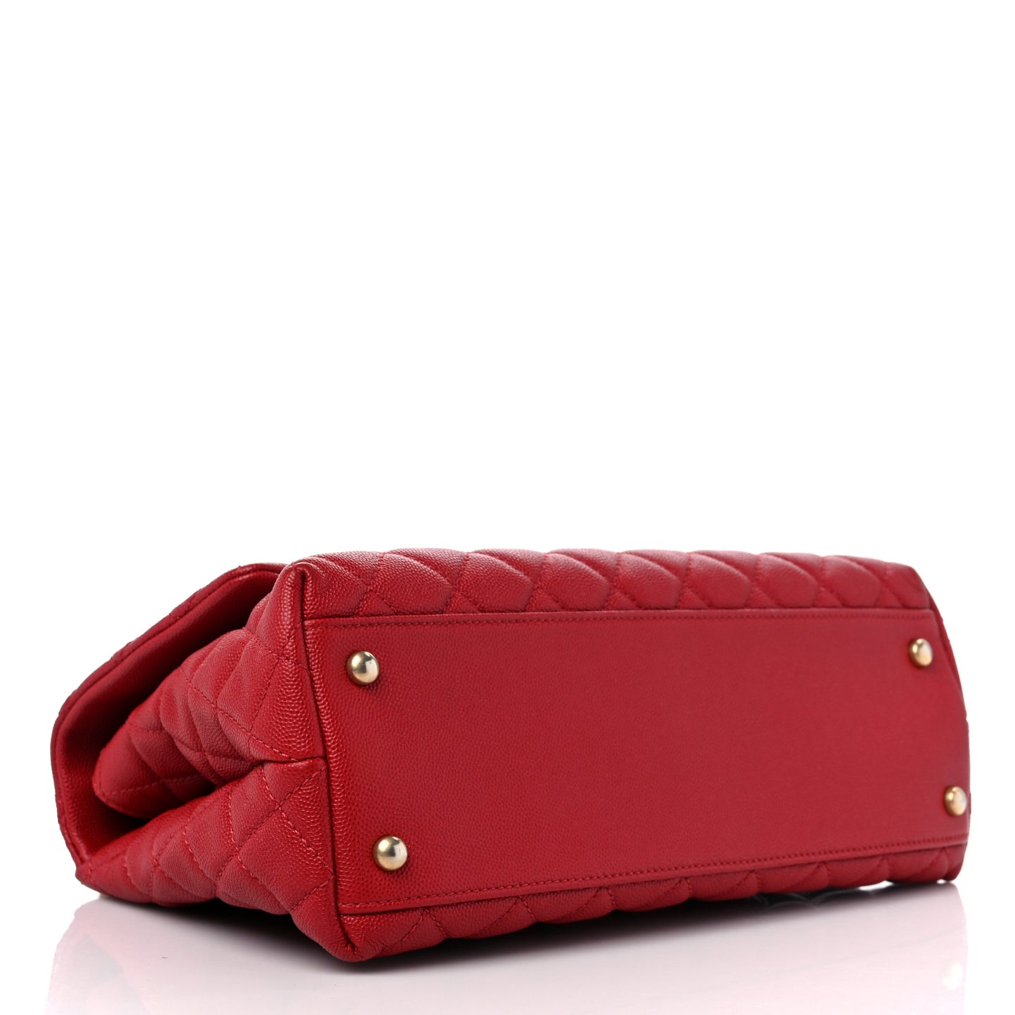 Caviar Quilted Small Coco Handle Flap Red