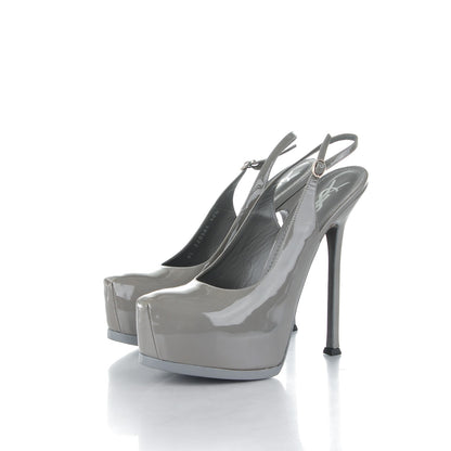 Saint Laurent Vitello Vernice Tribtoo Slingback Platform Pumps Flannel 40.5 3 of 10