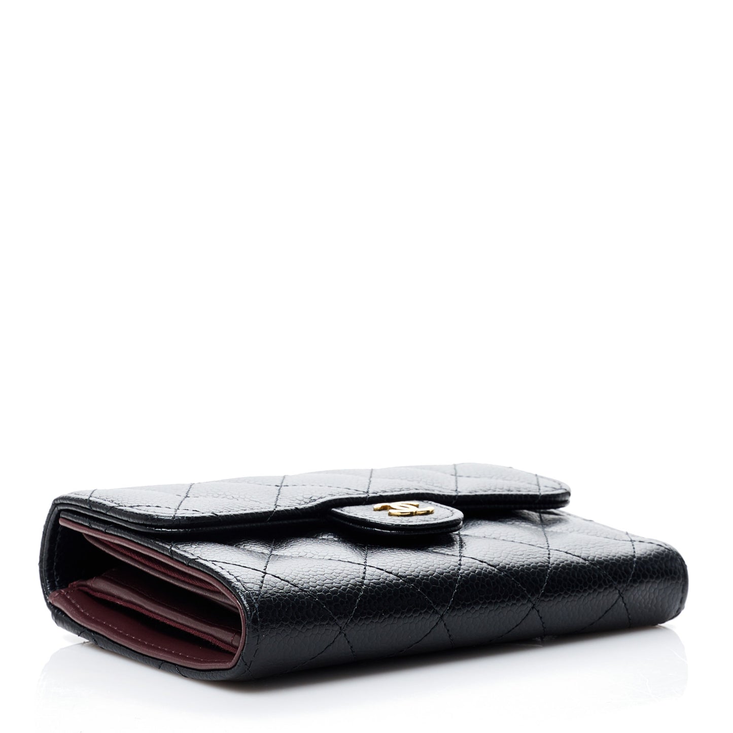 Caviar Quilted Medium Flap Wallet Black