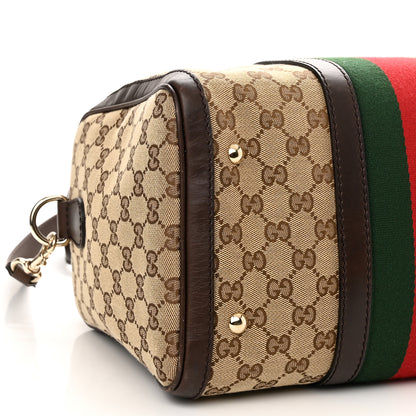 Gucci Monogram Selleria Calfskin Vintage Web Medium Boston Beige Ebony Cocoa 8 of 10