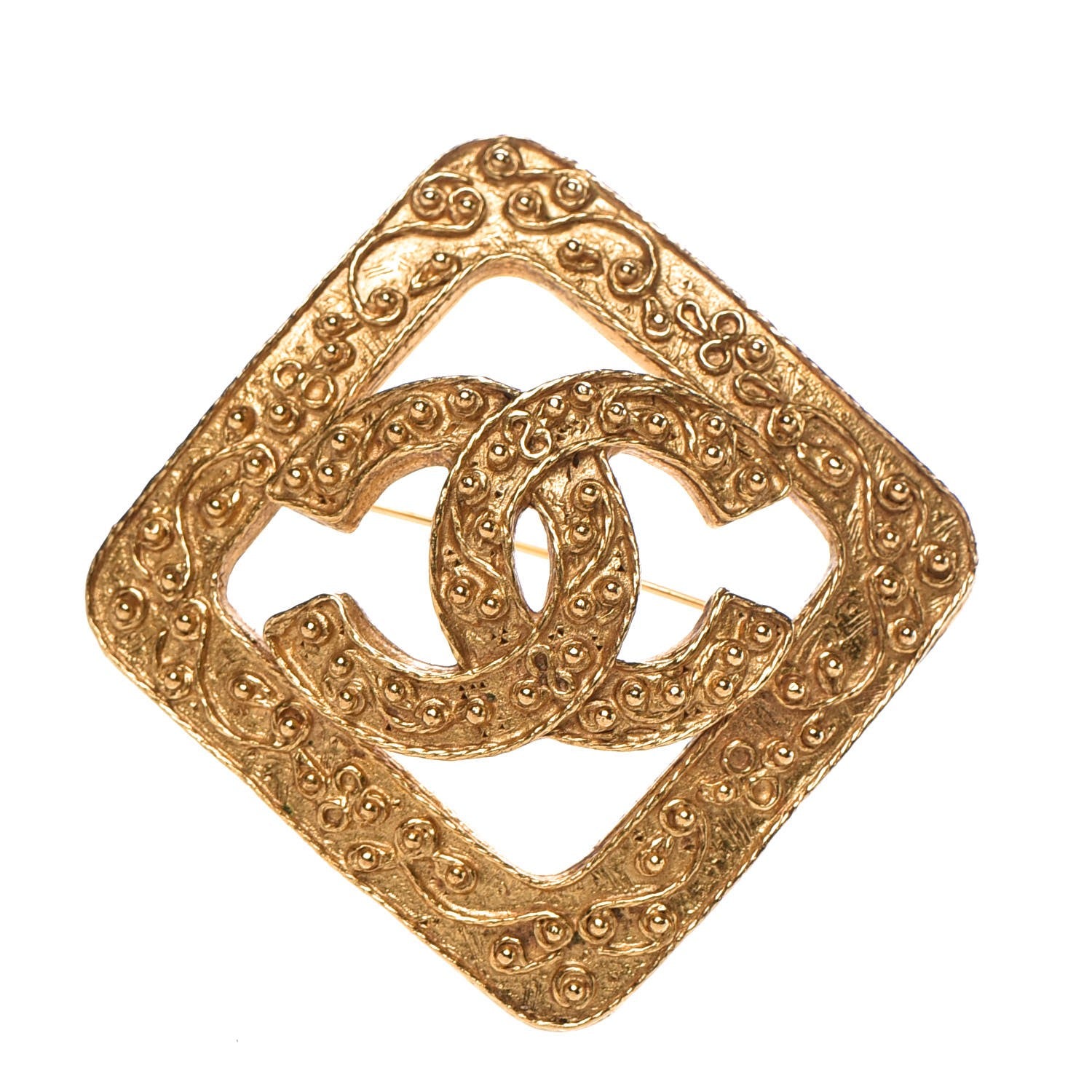 Chanel CC Square Brooch Gold 1 of 5