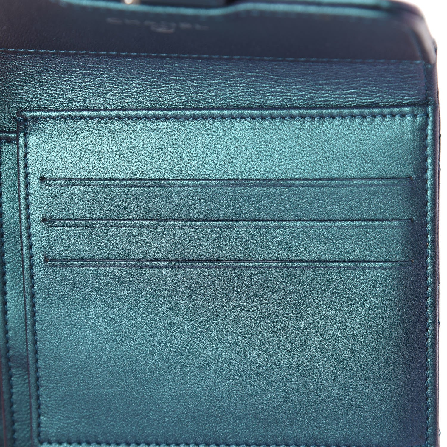 Chanel Iridescent Lambskin Quilted Small Compact Wallet Turquoise 5 of 10