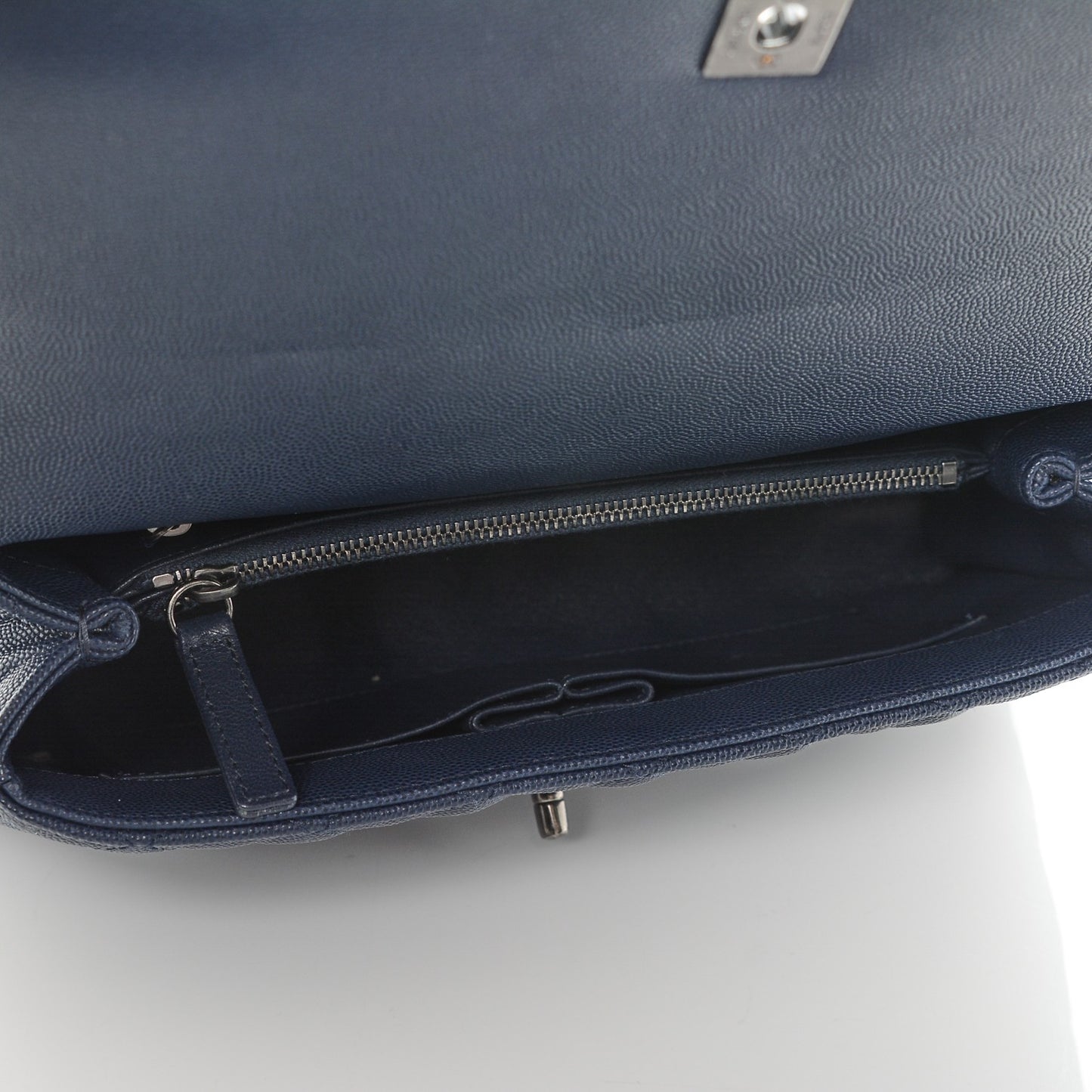 Caviar Lizard Quilted Small Coco Handle Flap Navy