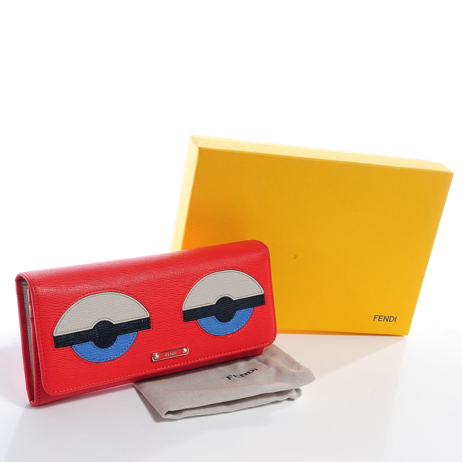 Fendi Vitello Elite Monster Eyes Continental Wallet Papavero Multicolor 5 of 10