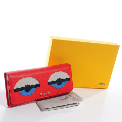 Fendi Vitello Elite Monster Eyes Continental Wallet Papavero Multicolor 5 of 10