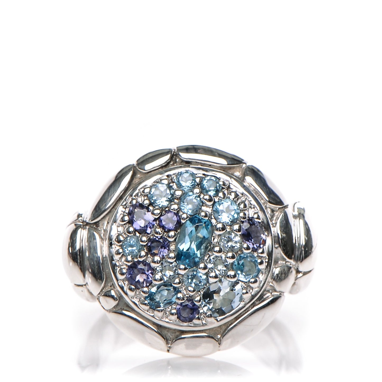 Sterling Silver Topaz Iolite Aquamarine Kali Round Lava Ring 52 6