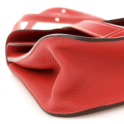 Hermes Taurillon Clemence Verso Halzan 31 GM Rouge Casaque Vermillion 9 of 11