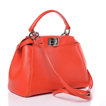 Fendi Nappa Mini Peekaboo Iconic Satchel Papavero 3 of 13
