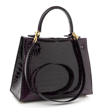 Hermes Shiny Porosus Crocodile Kelly Sellier 25 Amethyst 3 of 11