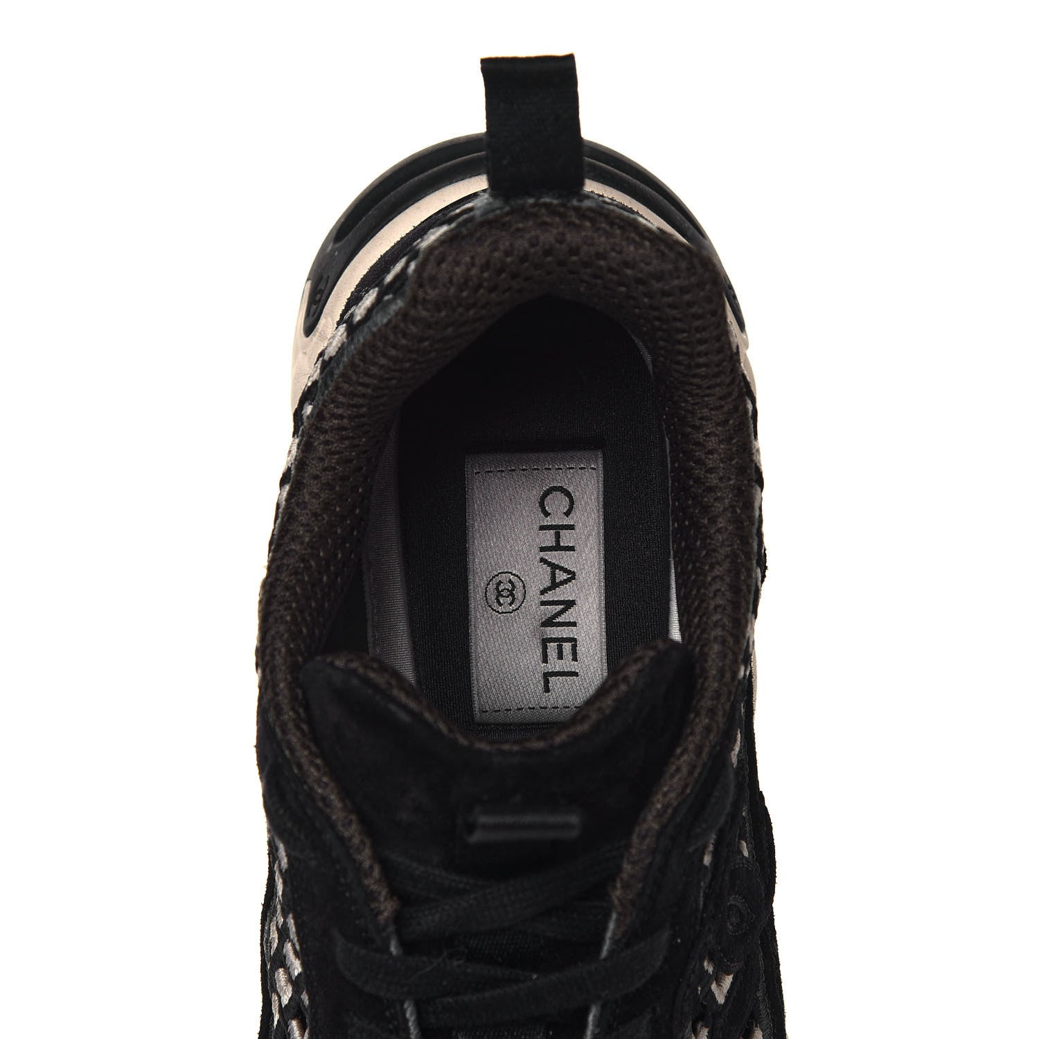 Chanel Suede Calfskin Embroidered CC Sneakers 40 Black 7 of 8