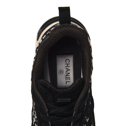 Chanel Suede Calfskin Embroidered CC Sneakers 40 Black 7 of 8