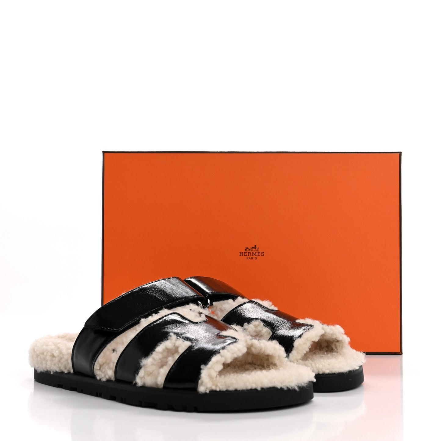 Glazed Nappa Woolskin Womens Chypre Sandals 36 Black Ecru