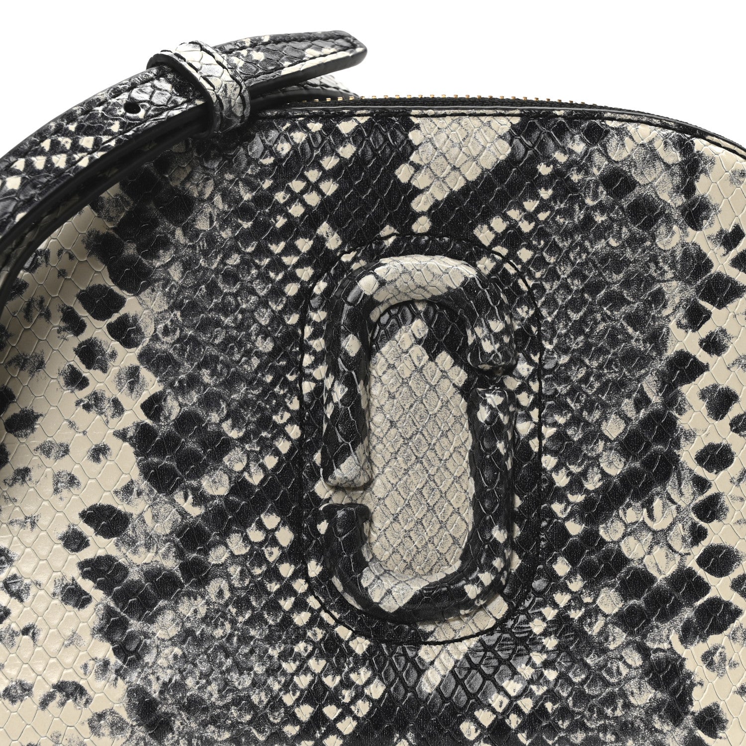 Marc Jacobs Calfskin Snakeskin Embossed Shutter Camera Crossbody Bag Black White 8 of 10