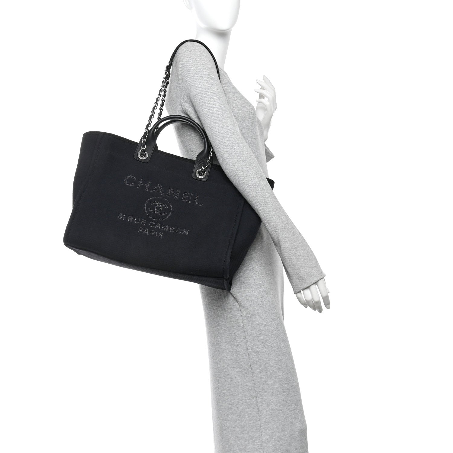 Chanel Mixed Fibers Medium Deauville Tote Black 2 of 12