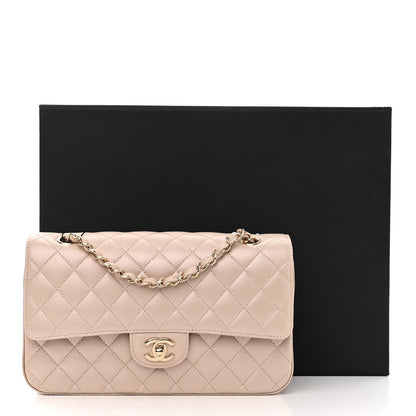 Chanel Iridescent Lambskin Quilted Medium Double Flap Light Beige 11 of 11