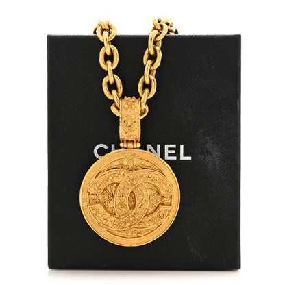 Chanel CC Medallion Long Chain Necklace Gold 6 of 6