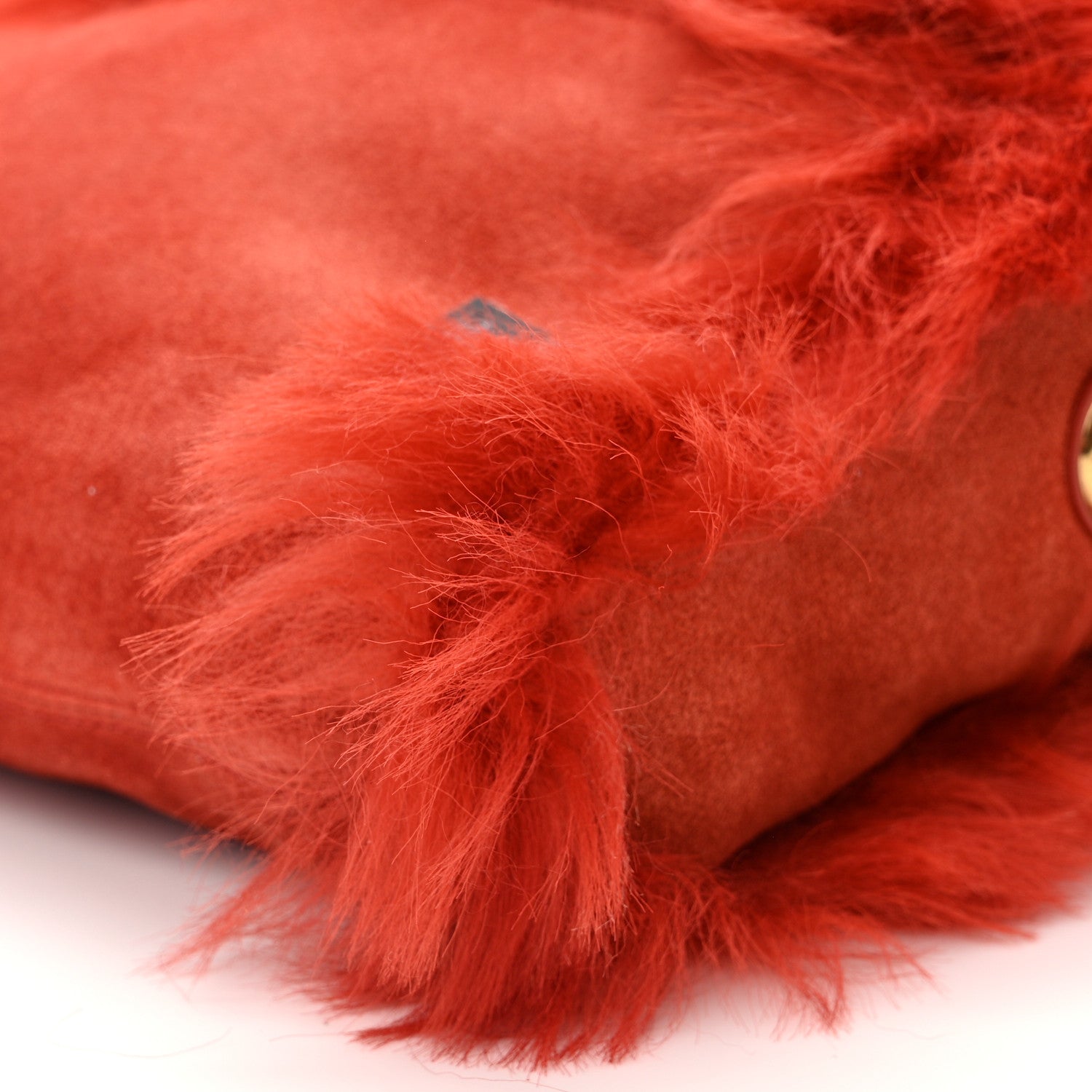 Saint Laurent Suede Fur Small Reversible Monogram Kate Satchel Pavot Rouge 16 of 17