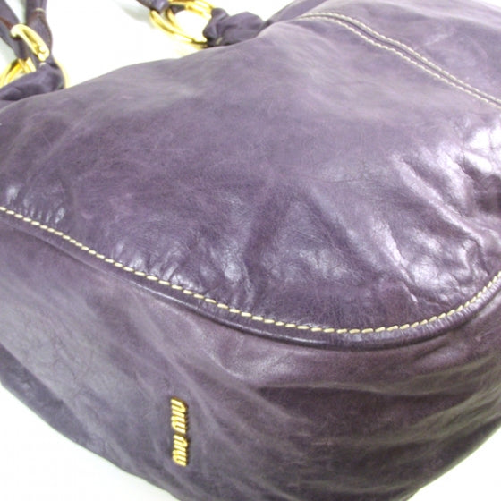 Vitello Leather Vintage Hobo Purple