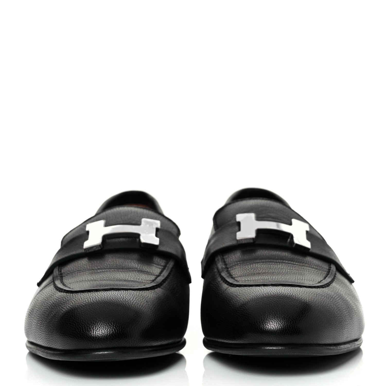 Hermes Goatskin Womens Paris Loafers 38 Black 2 of 9