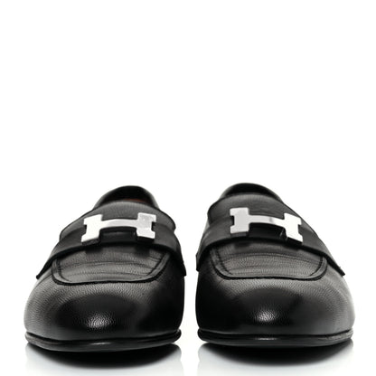 Hermes Goatskin Womens Paris Loafers 38 Black 2 of 9
