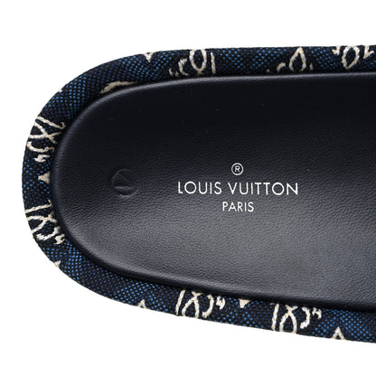Louis Vuitton Canvas Since 1854 Jumbo Flatform Mule Sandals 37.5 Blue 7 of 8
