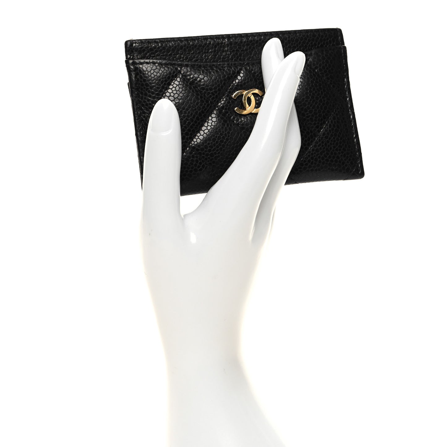 Caviar Quilted Card Holder Black