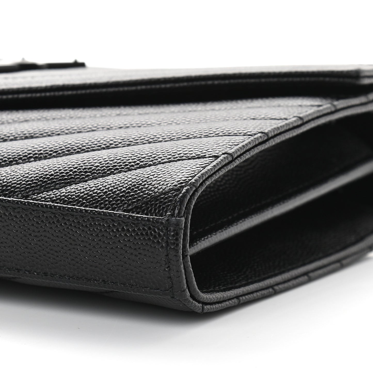 Grain De Poudre Matelasse Chevron Monogram Chain Wallet Black