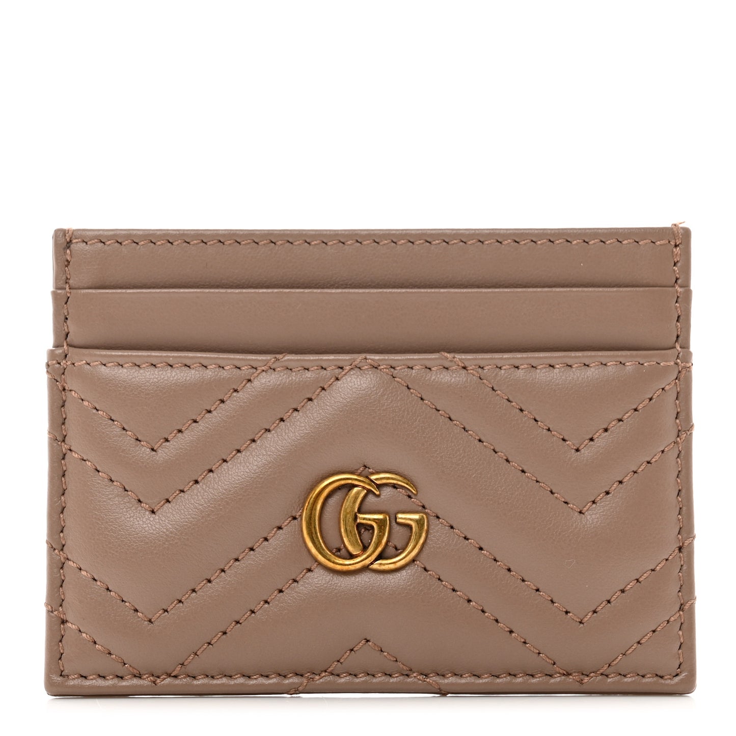 Calfskin Matelasse GG Marmont Card Holder Porcelain Rose