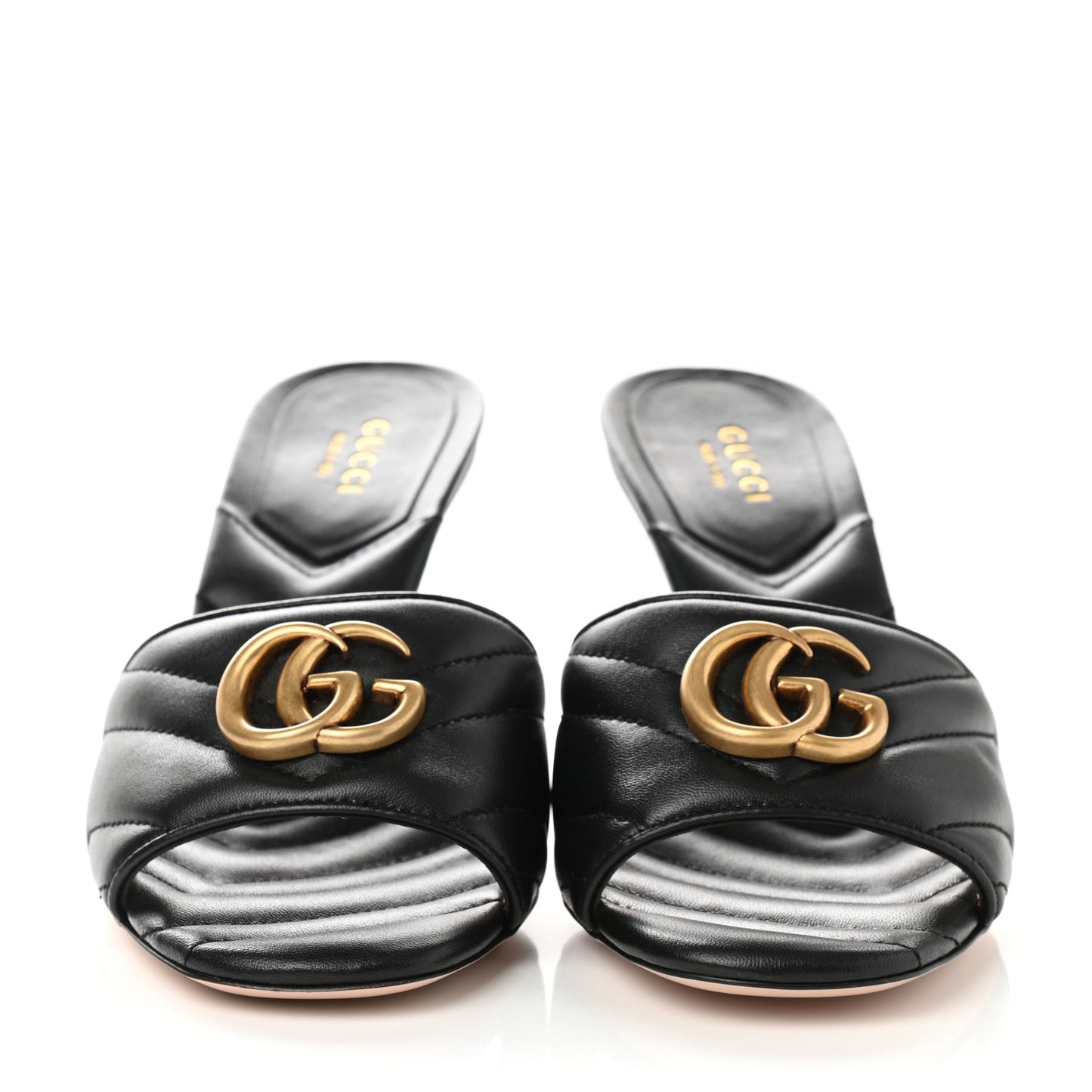 Nappa Matelasse GG Marmont 75mm Slide Sandals 37.5 Black