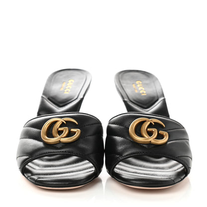 Gucci Nappa Matelasse GG Marmont 75mm Slide Sandals 37.5 Black 2 of 9