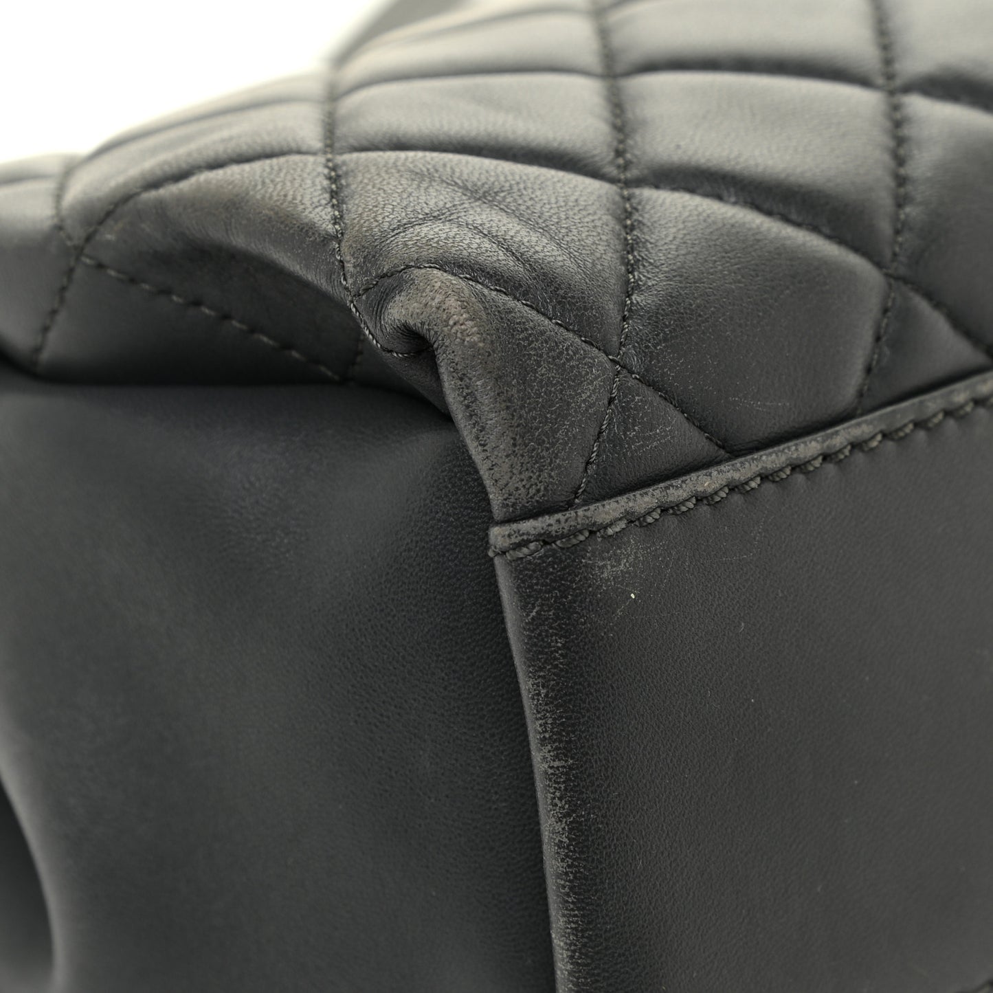 Lambskin Quilted Jumbo Coco Loop Flap Charcoal Grey