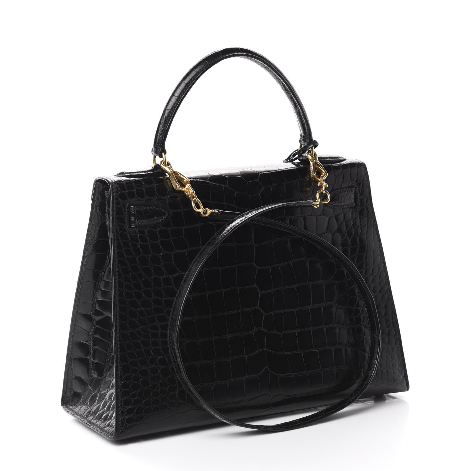 Hermes Shiny Alligator Kelly Sellier 28 Black 3 of 10